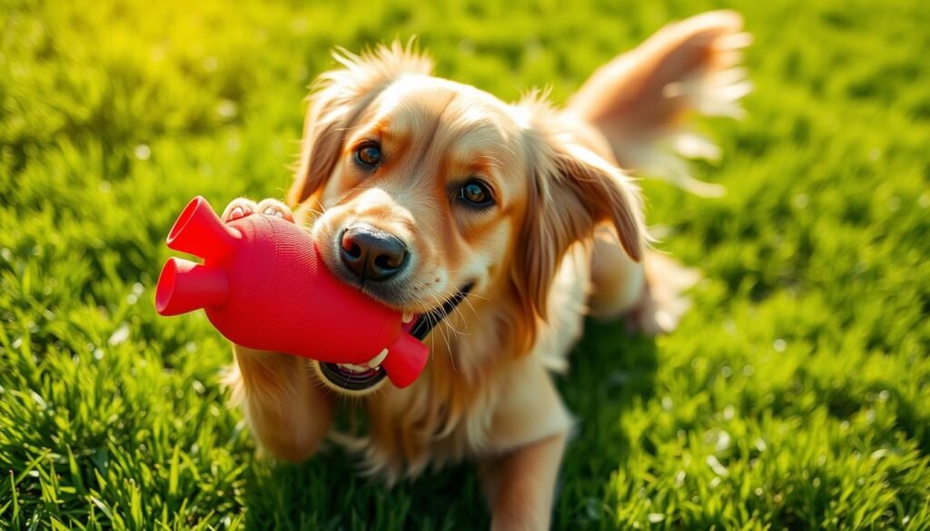 dog with squeaky toy