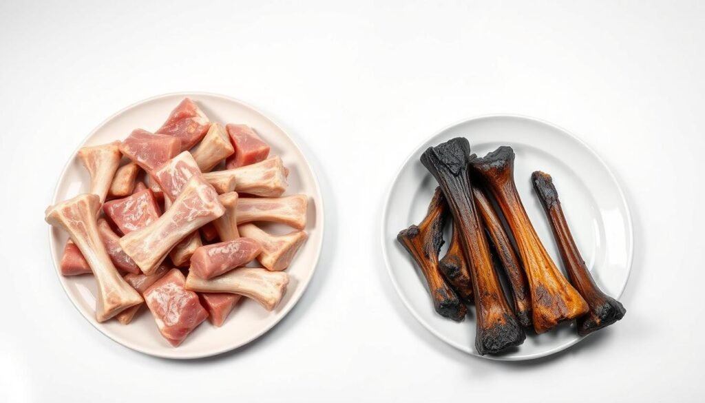 raw vs cooked pork bones