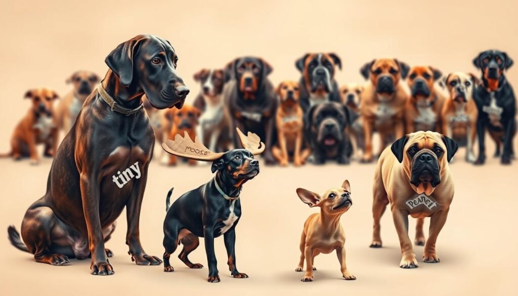 funny dog names based on size
